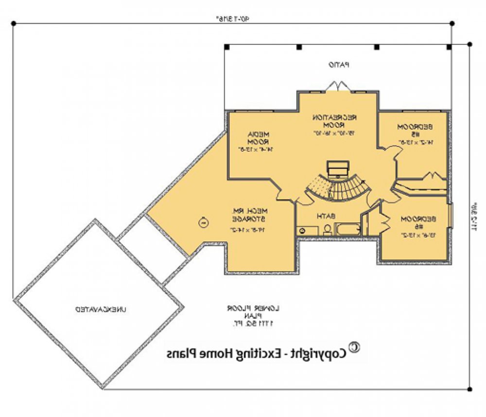 House Plan E1087-10 Lower Floor Plan REVERSE