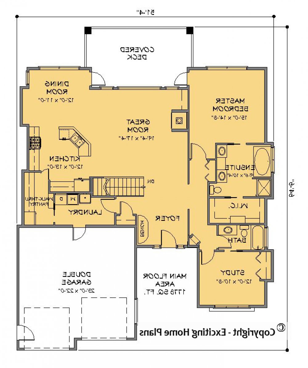 House Plan E1218-10 Main Floor Plan REVERSE