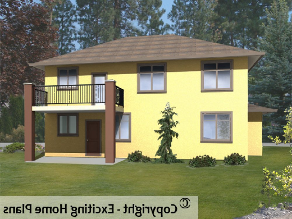 House Plan E1146-10 Rear 3D View REVERSE