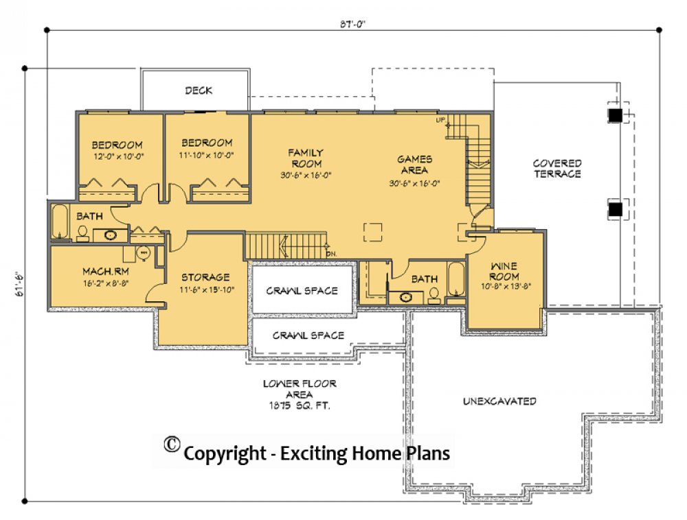 House Plan E1295-10 Lower Floor Plan