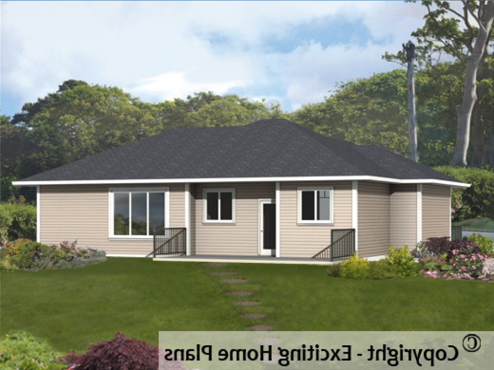 House Plan E1658-10 Rear 3D View REVERSE