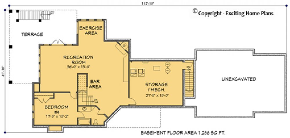 House Plan E1101-10  Lower Floor Plan
