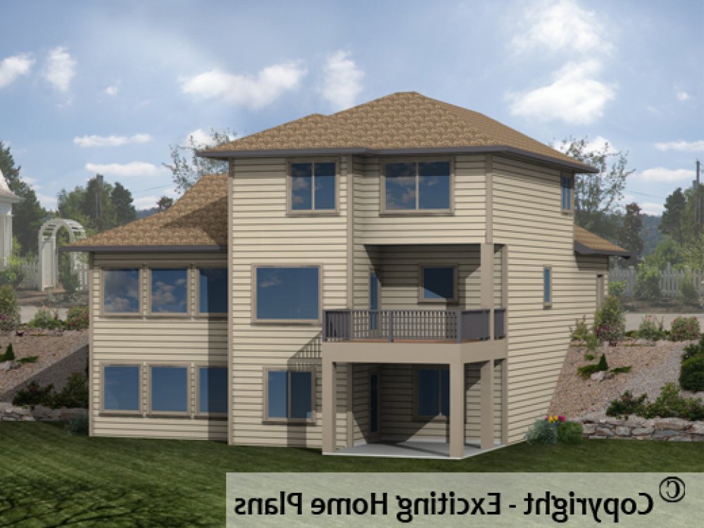 House Plan E1276-10 Exterior 3D View REVERSE