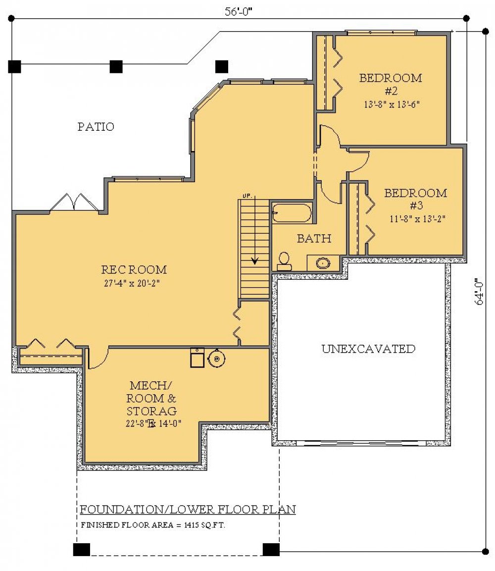 House Plan E1733-10 Lower Floor Plan