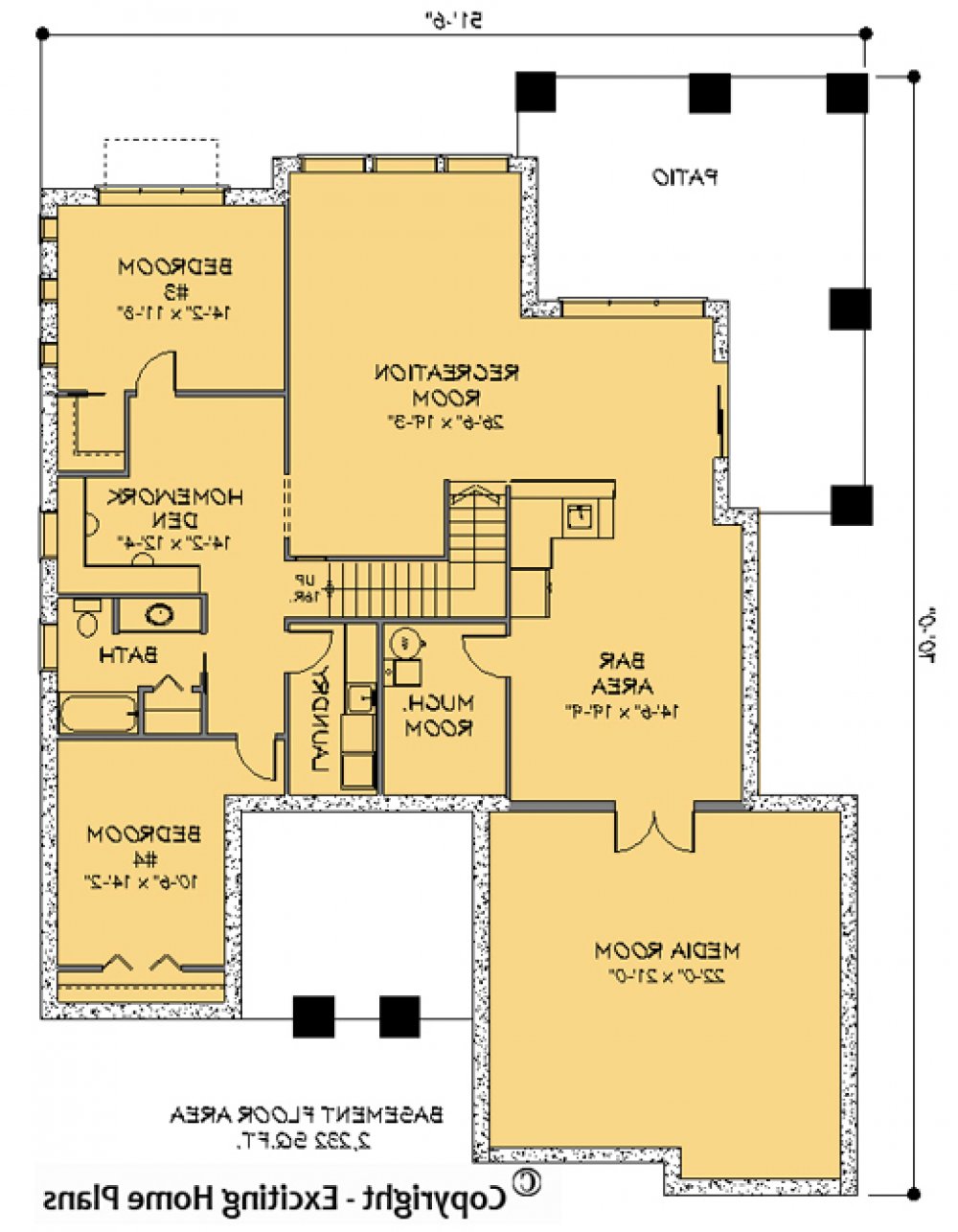 House Plan E1118-10 Lower Floor Plan REVERSE