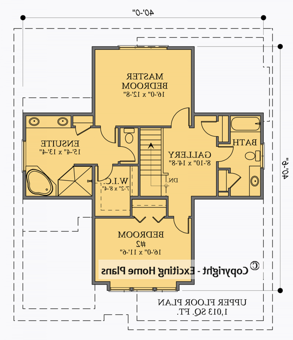 House Plan E1017-10 Upper Floor Plan REVERSE
