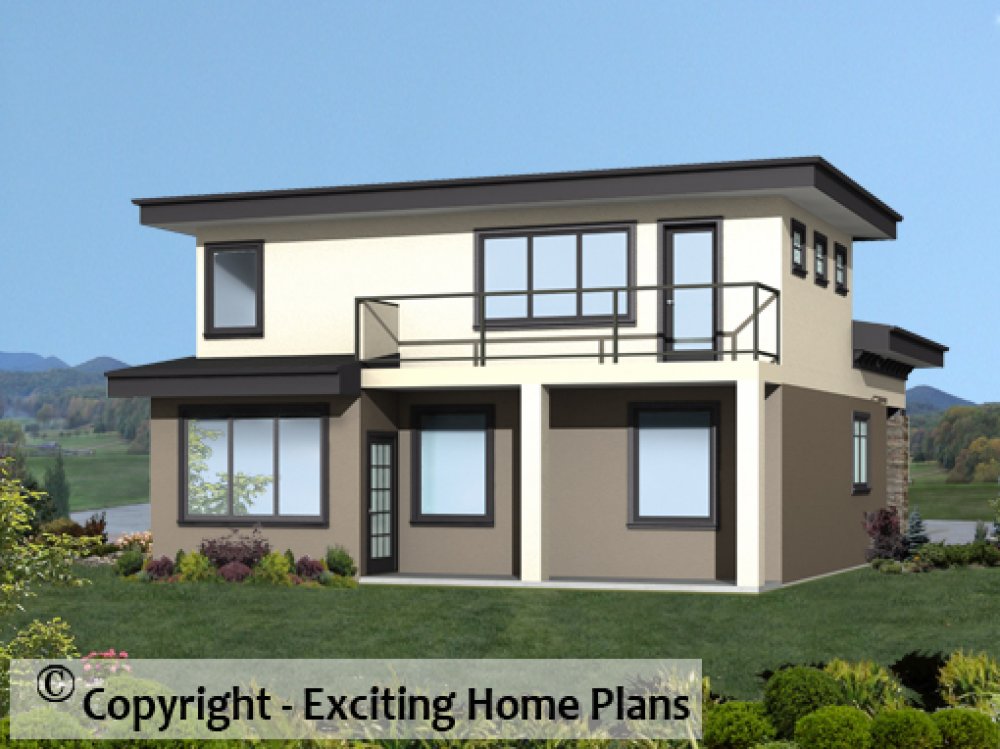 House Plan E1585-10M Rear 3D View