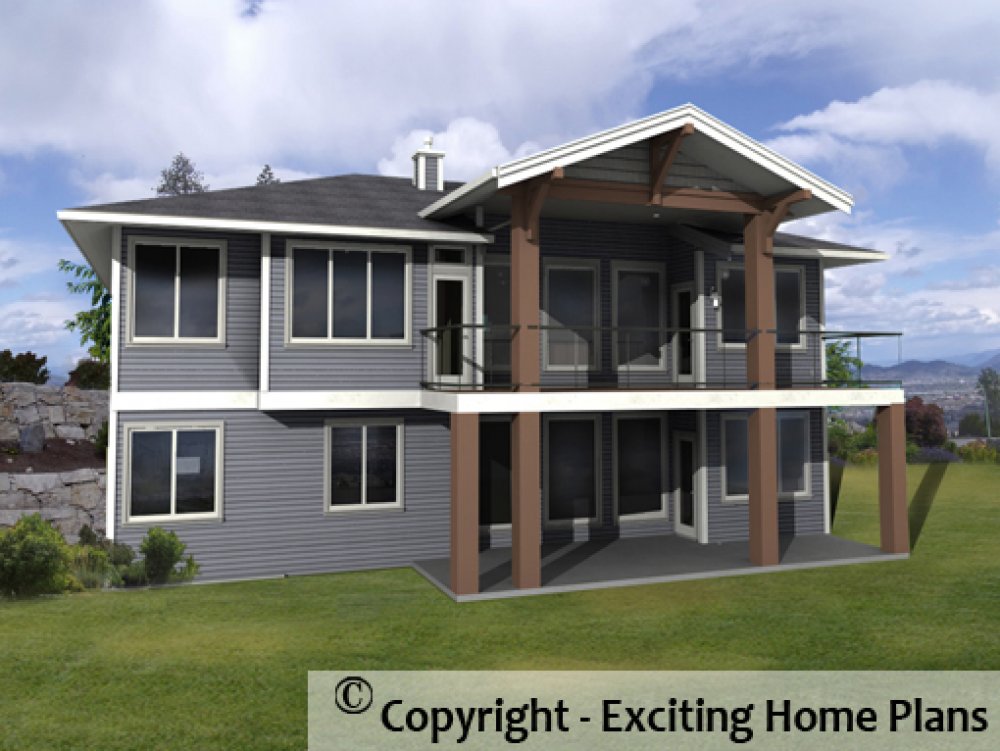 House Plan E1130-20 Rear 3D View