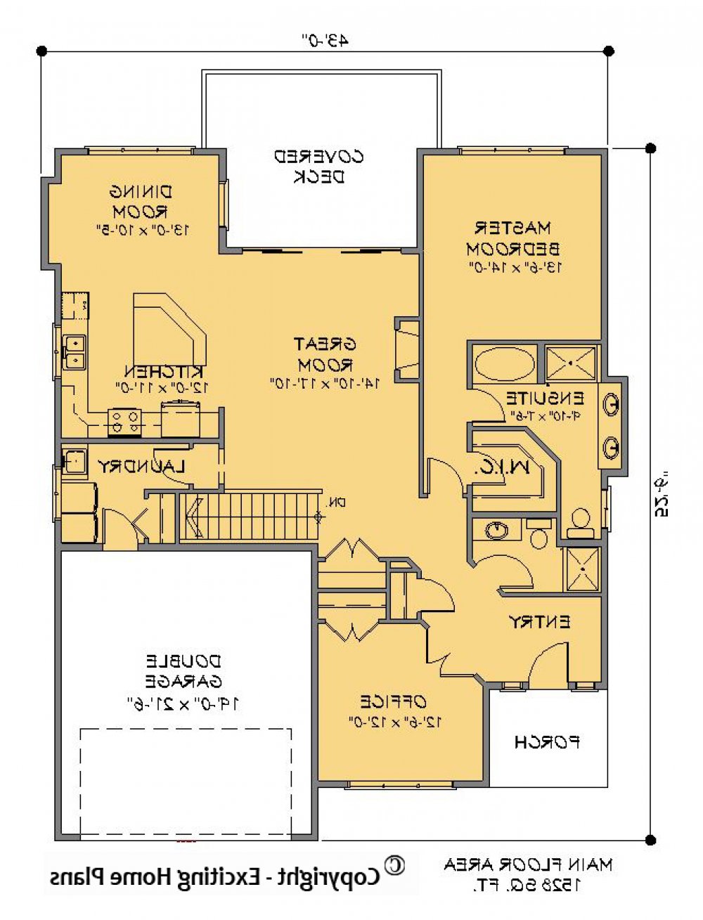 House Plan E1200-10 Main Floor Plan REVERSE