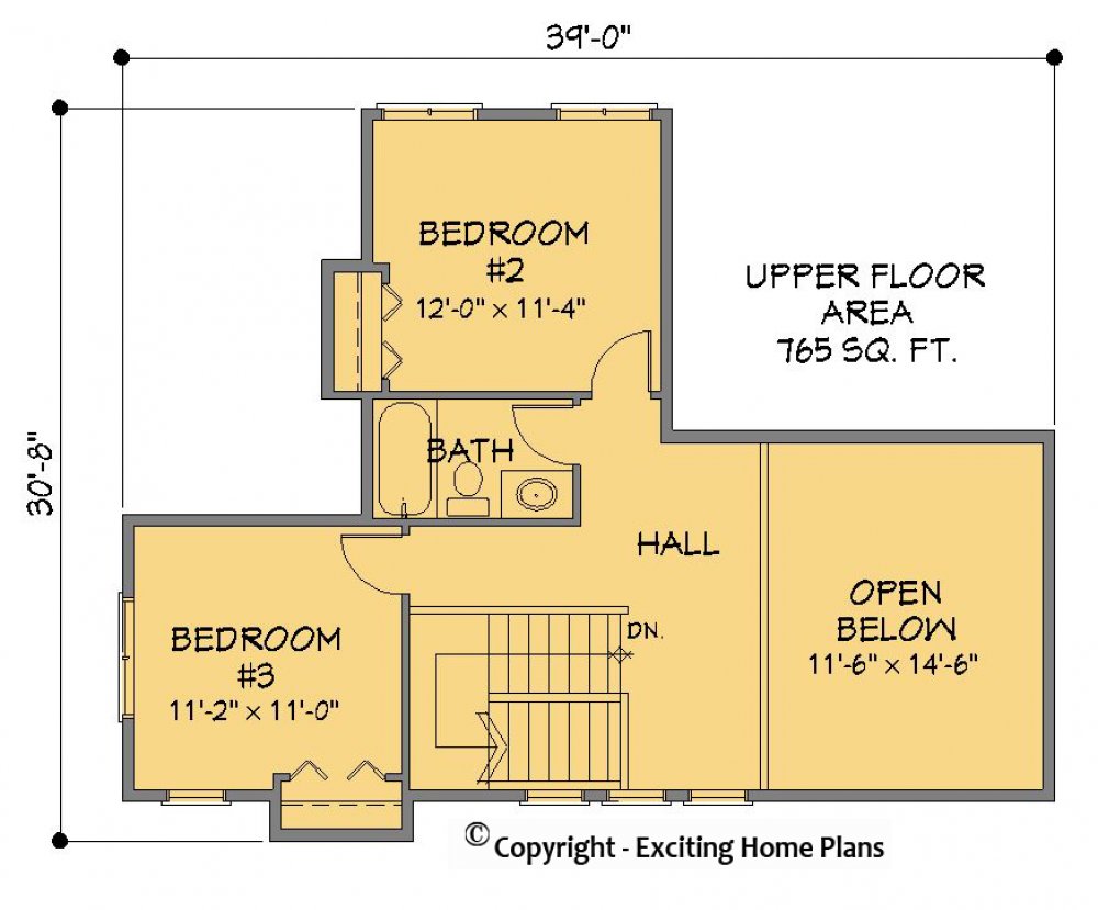House Plan E1492-10 Upper Floor Plan