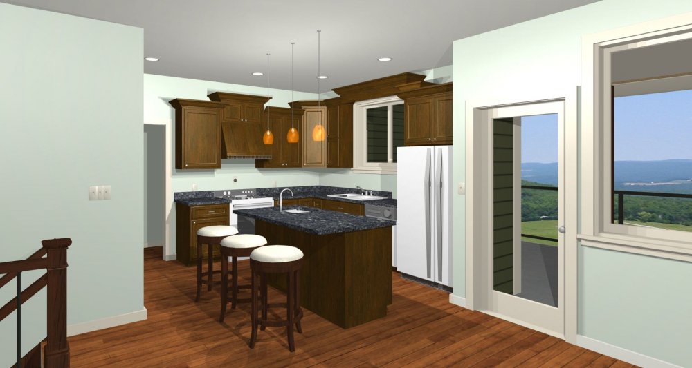House Plan E1537-10 Interior Kitchen 3D Area