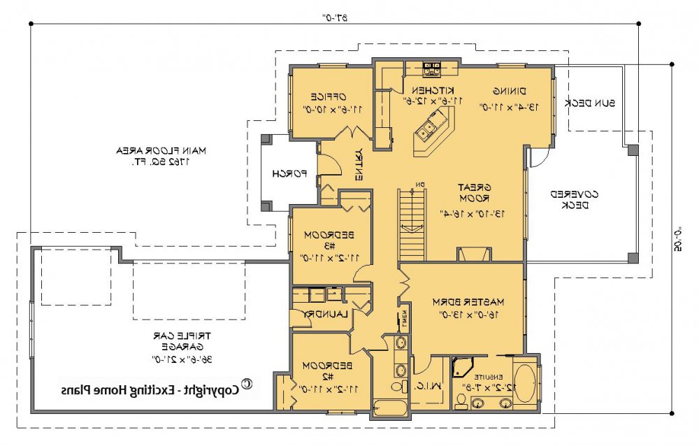 House Plan E1444-10 Main Floor Plan REVERSE