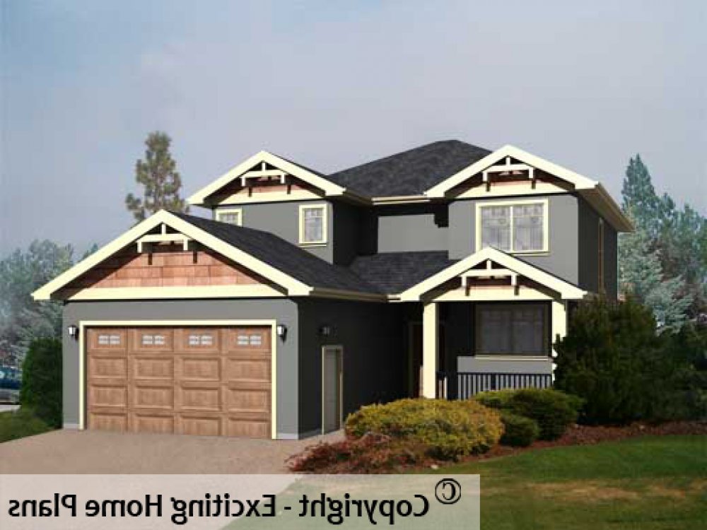 House Plan E1187-10 Exterior 3D View REVERSE
