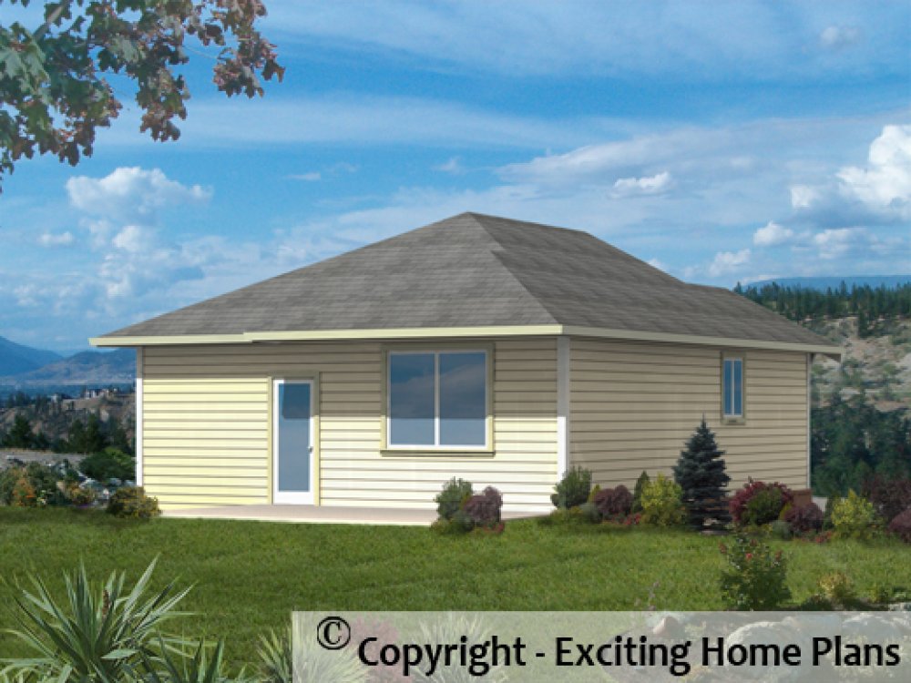 House Plan E1155-10 Rear 3D View