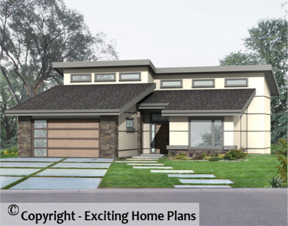 House Plan E1019-10M Front 3D View