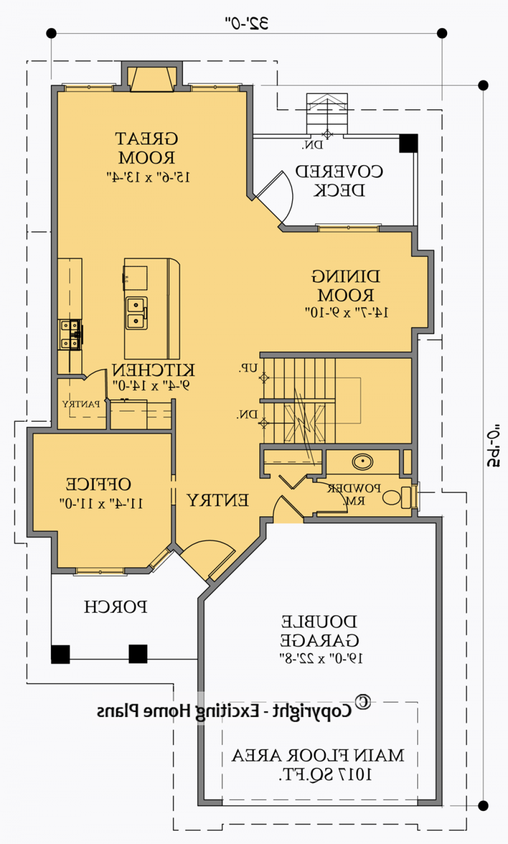 House Plan E1026-10 Main Floor Plan REVERSE