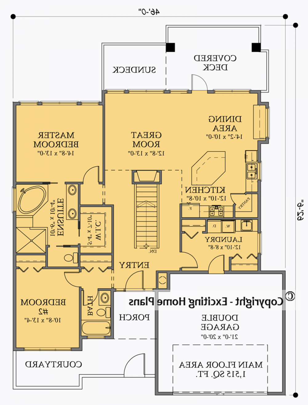House Plan E1048-10  Main Floor Plan REVERSE