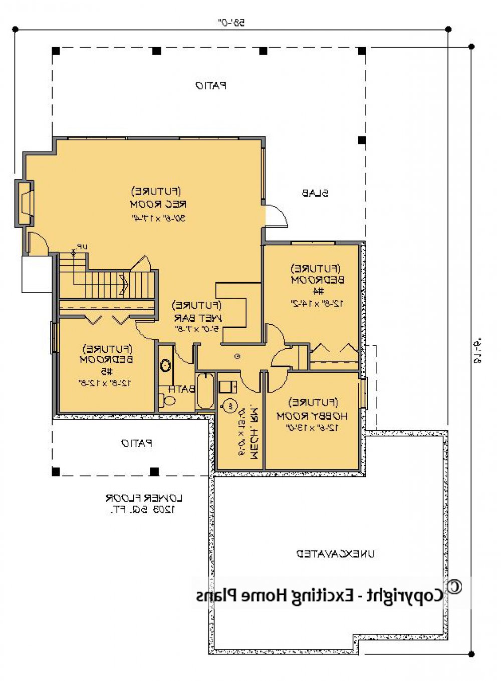 House Plan E1322-10 Lower Floor Plan REVERSE