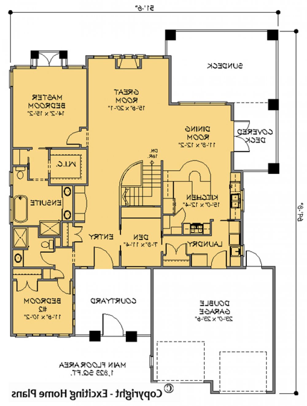 House Plan E1118-10 Main Floor Plan REVERSE