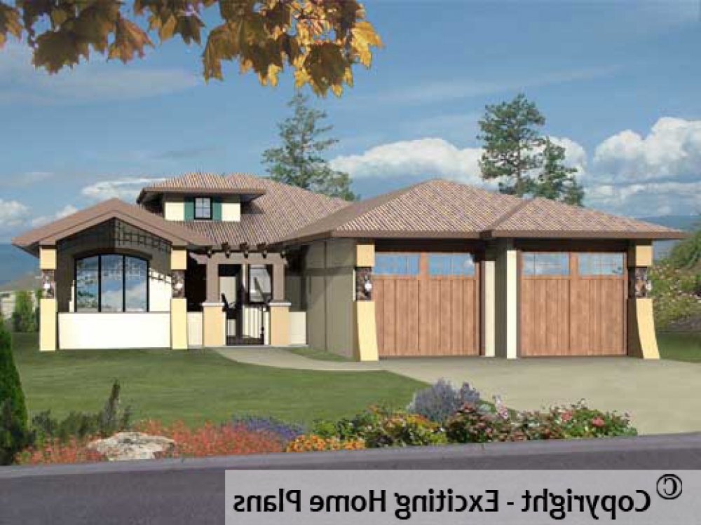 House Plan E1088-10 Exterior 3D View REVERSE