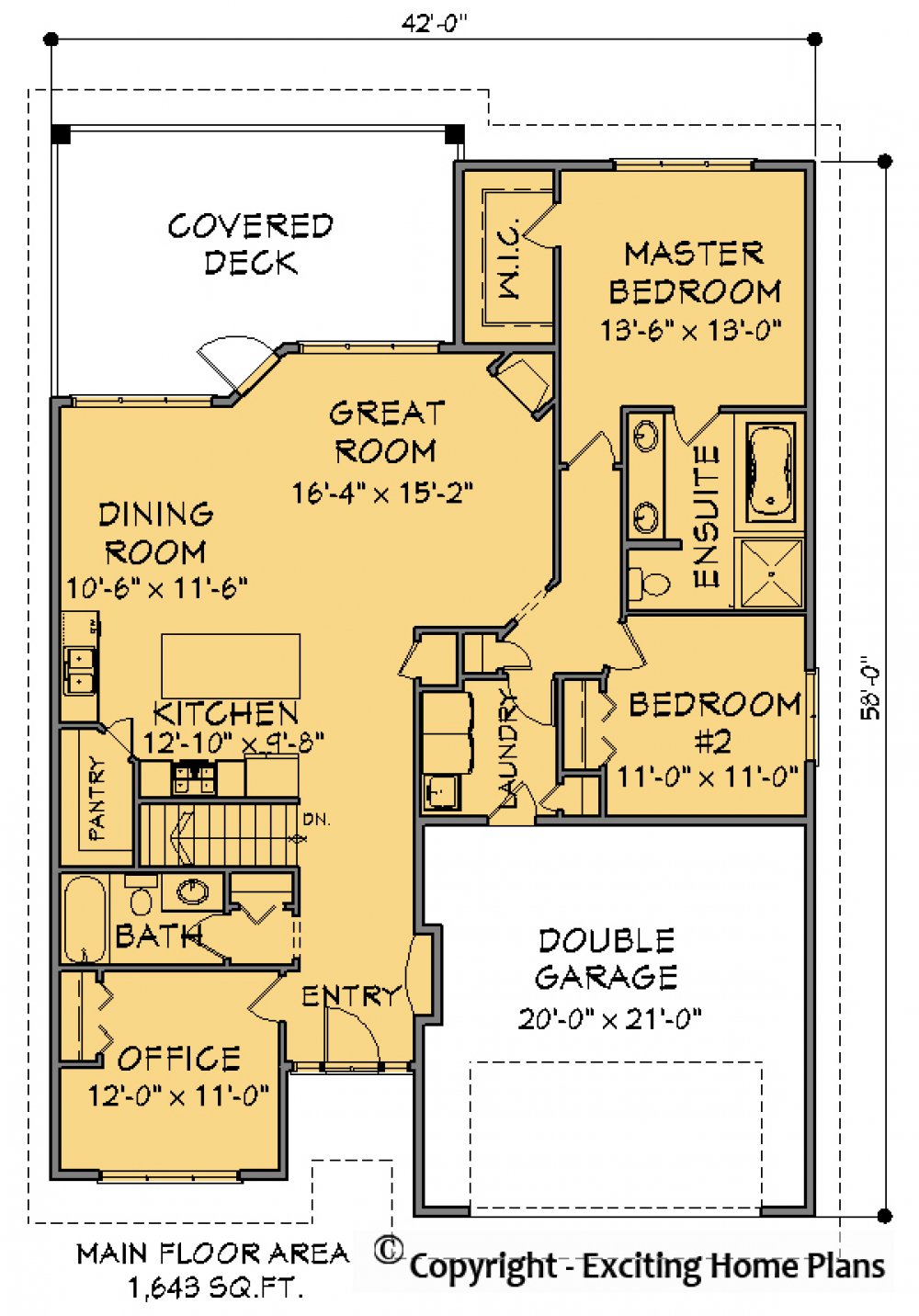 House Plan E1600-10 Main Floor Plan