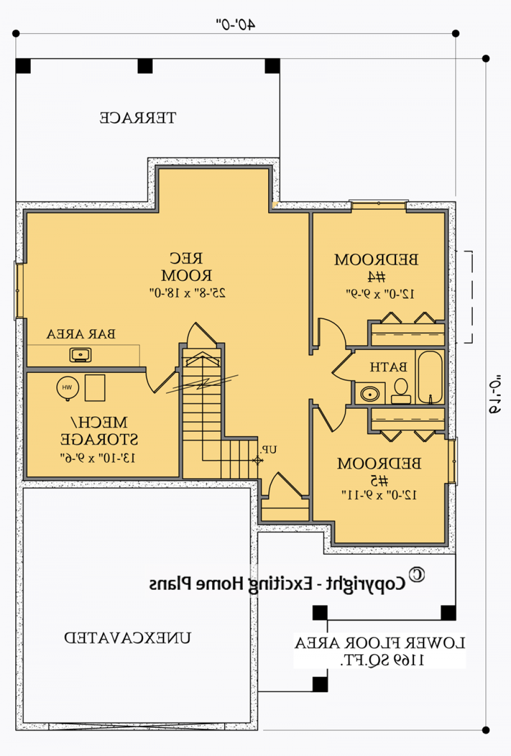 House Plan E1025-10 Lower Floor Plan REVERSE