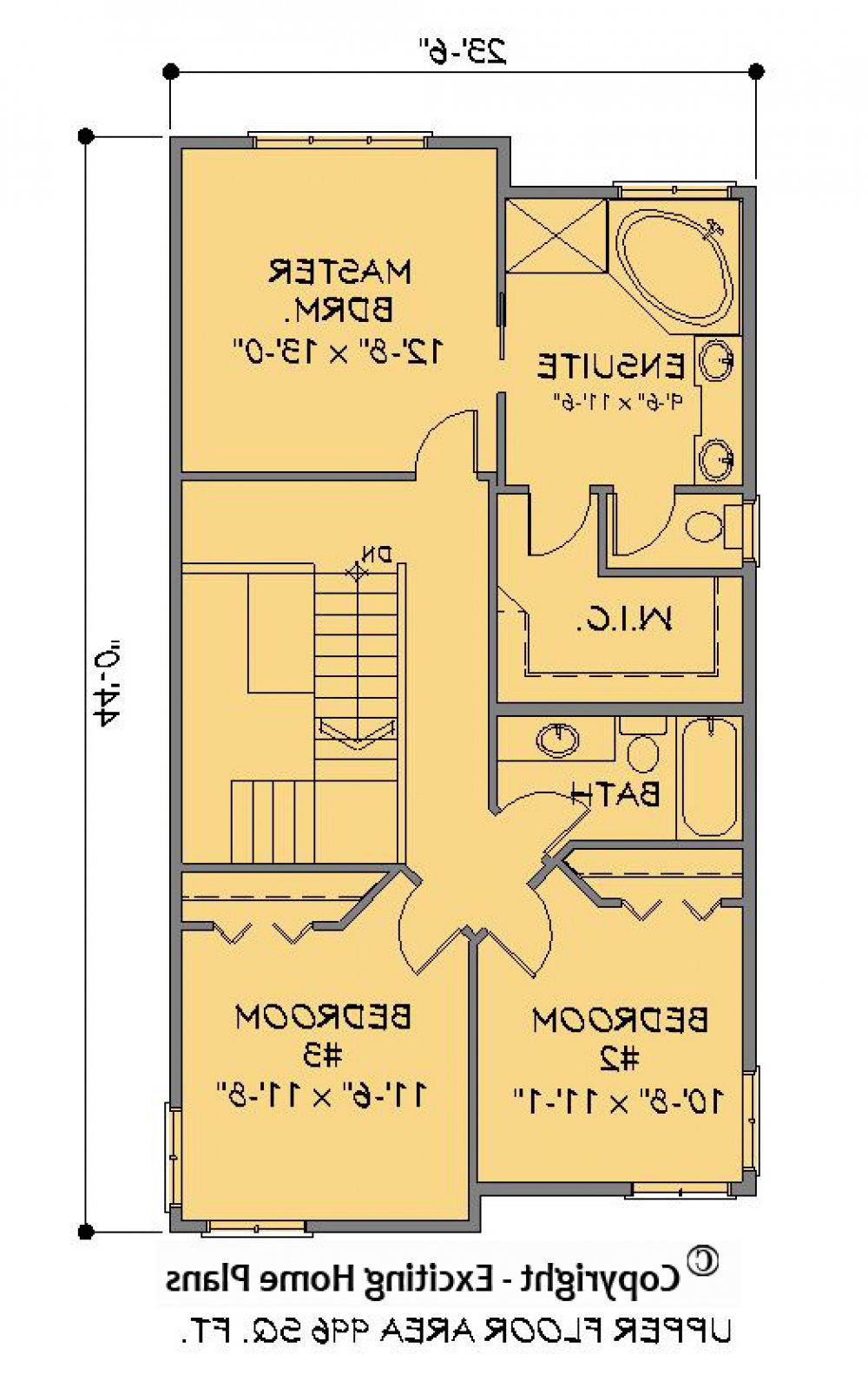 House Plan E1221-10 Upper Floor Plan REVERSE
