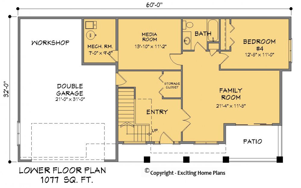 House Plan E1389-10  Lower Floor Plan
