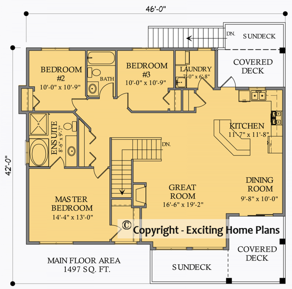 House Plan E1009-10 Main Floor Plan
