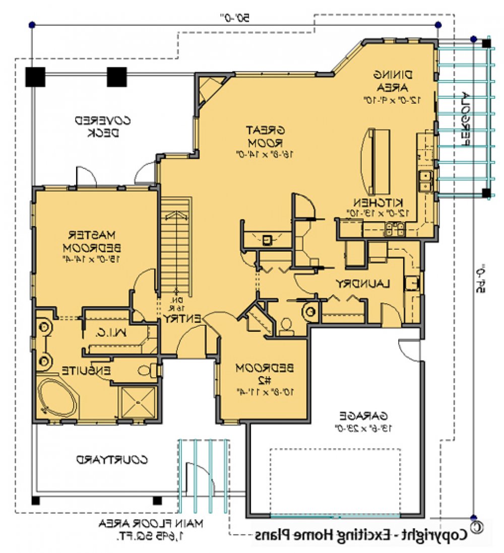 House Plan E1105-10 Main Floor Plan REVERSE