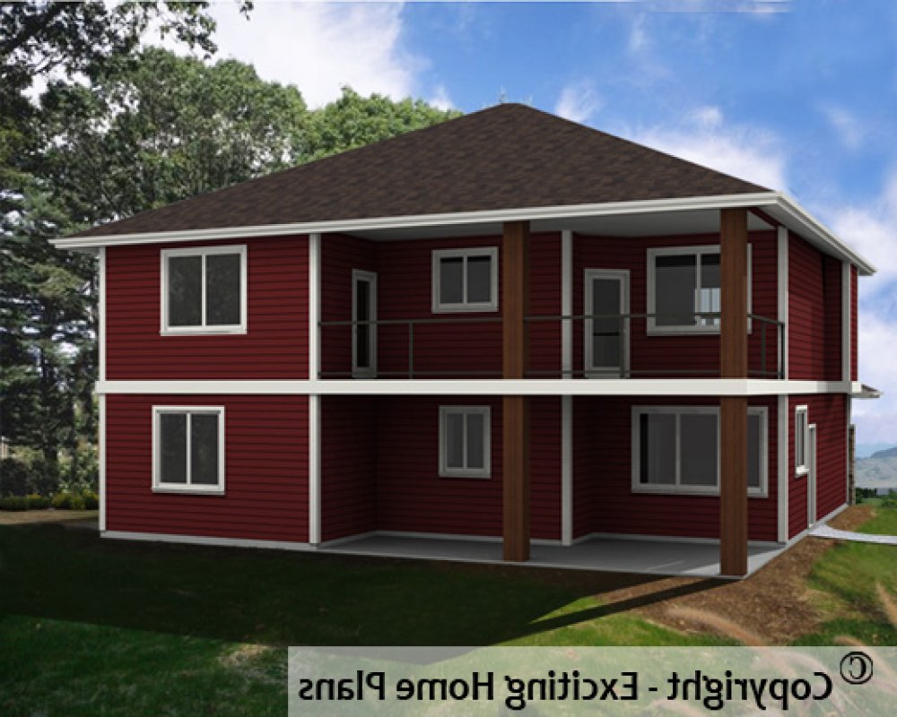 House Plan E1538-10 Rear 3D View REVERSE