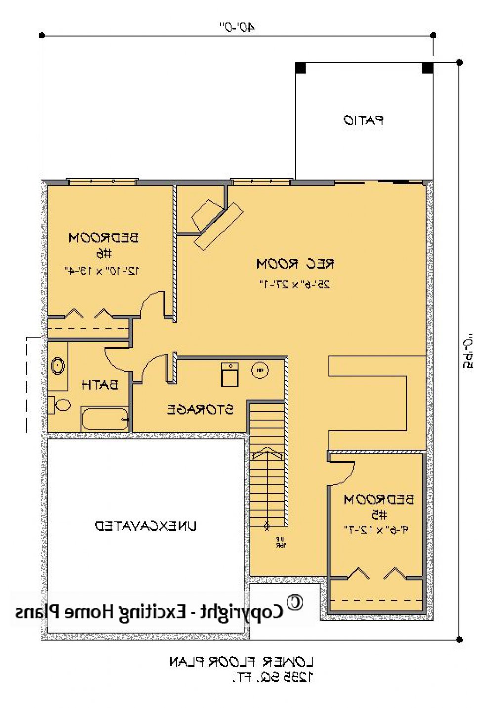 House Plan E1213-10  Lower Floor Plan REVERSE