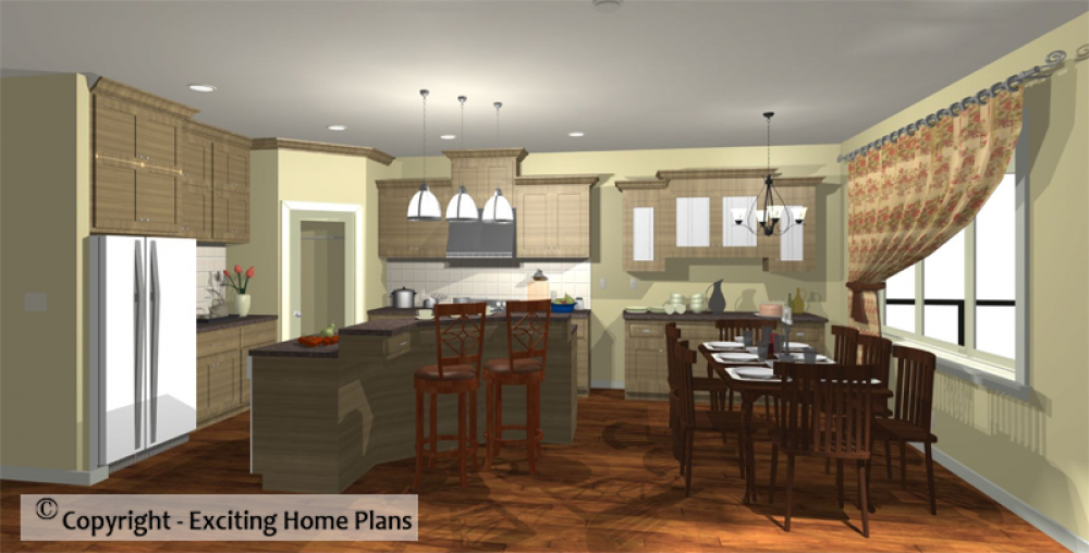 House Plan E1006-10 Interior Kitchen 3D Area