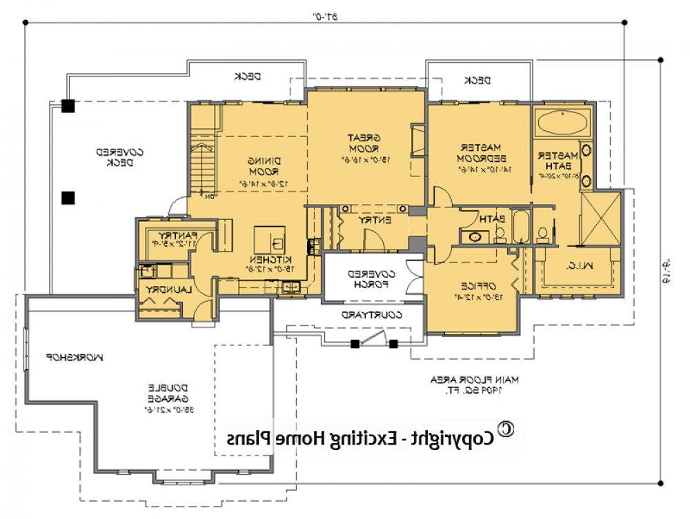 House Plan E1295-10  Main Floor Plan REVERSE