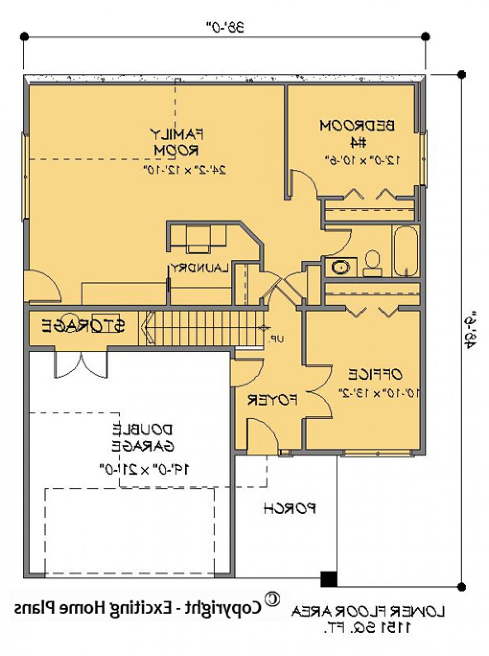 House Plan E1236-10 Lower Floor Plan REVERSE