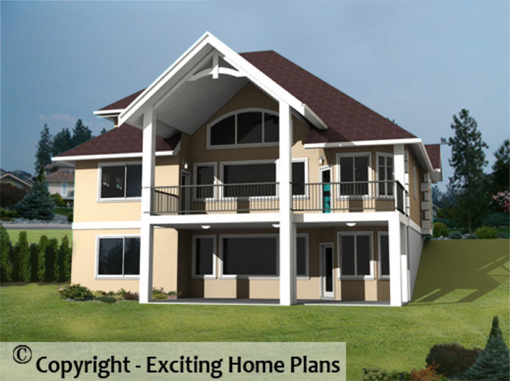 House Plan E1063-10 Rear 3D View