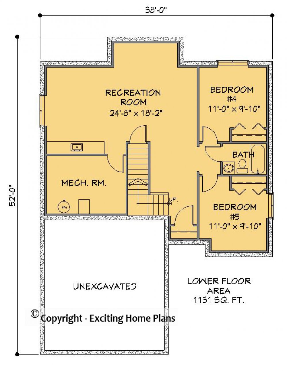 House Plan E1221-10 Lower Floor Plan