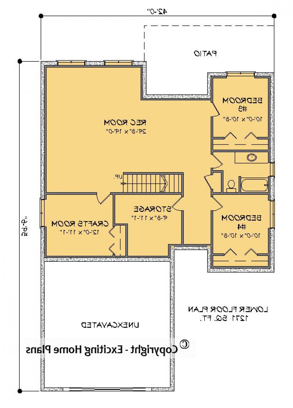 House Plan E1578-10 Lower Floor Plan REVERSE