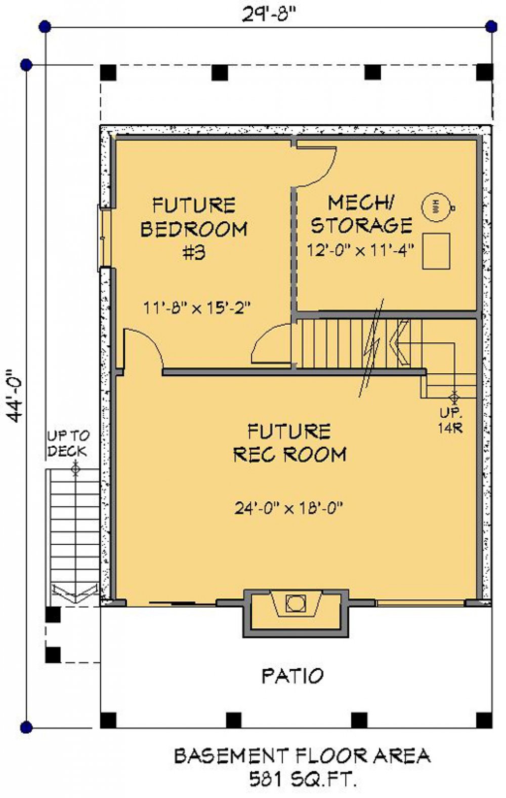 House Plan E1114-11  Lower Floor Plan