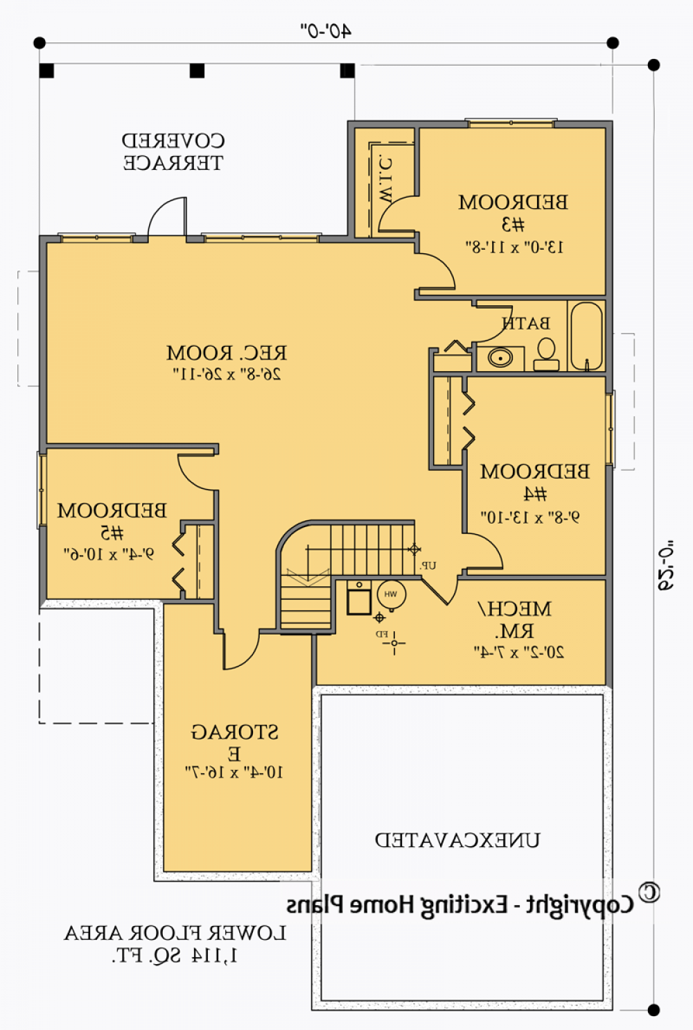 House Plan E1051-10 Lower Floor Plan REVERSE