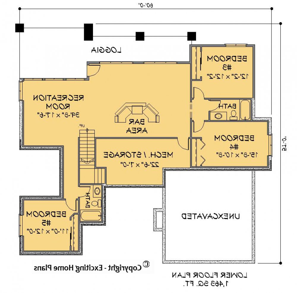 House Plan E1417-10 Lower Floor Plan REVERSE