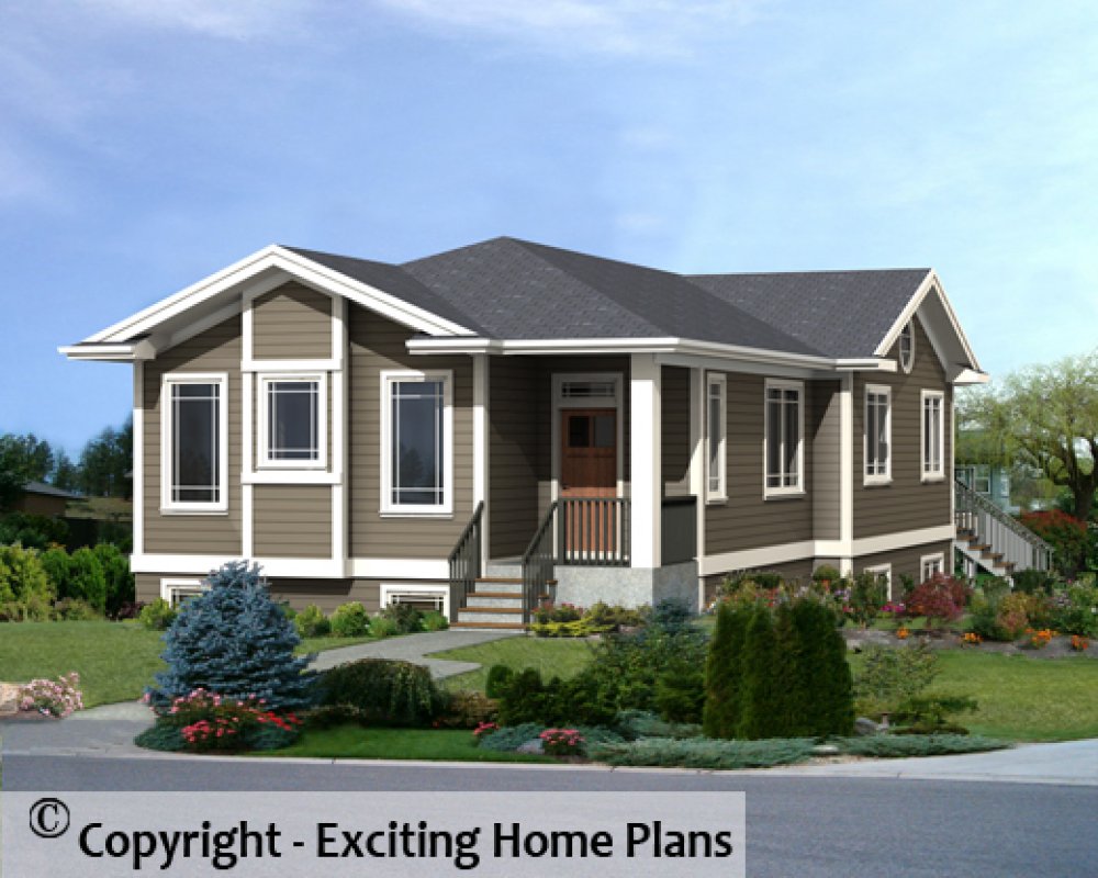 House Plan E1565-10 Front 3D View REVERSE