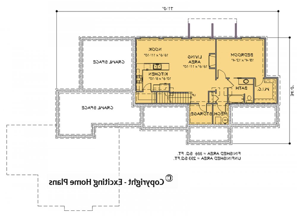House Plan E1295-10  Foundation Floor Plan REVERSE