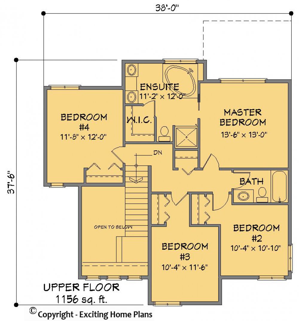 House Plan E1483-10 Upper Floor Plan