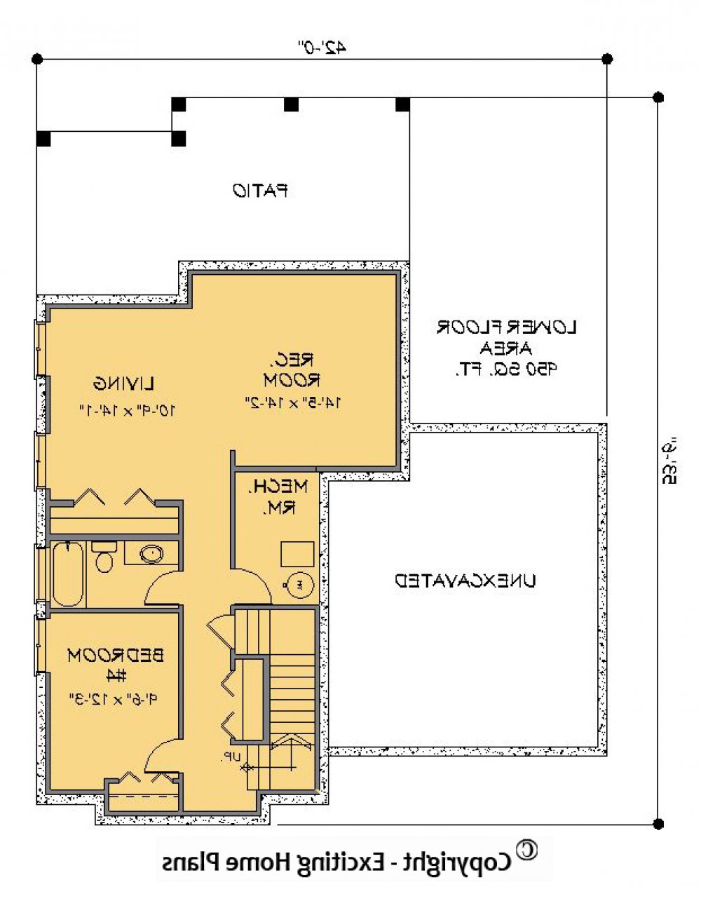 House Plan E1204-10  Lower Floor Plan REVERSE