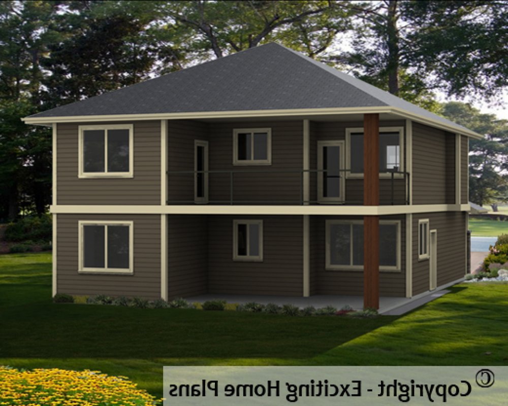 House Plan E1535-10 Rear 3D View REVERSE