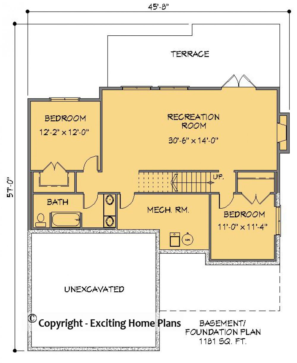 House Plan E1451-10 Lower Floor Plan