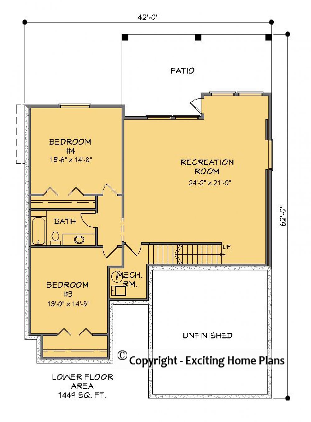 House Plan E1579-10 Lower Floor Plan