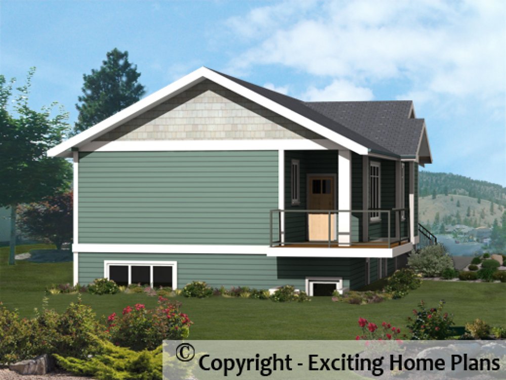 House Plan E1515-10 Rear 3D View