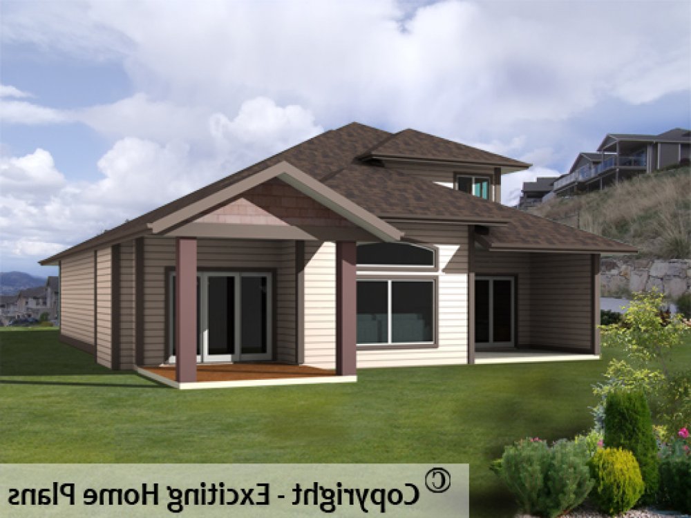 House Plan E1069-10 Rear 3D View REVERSE